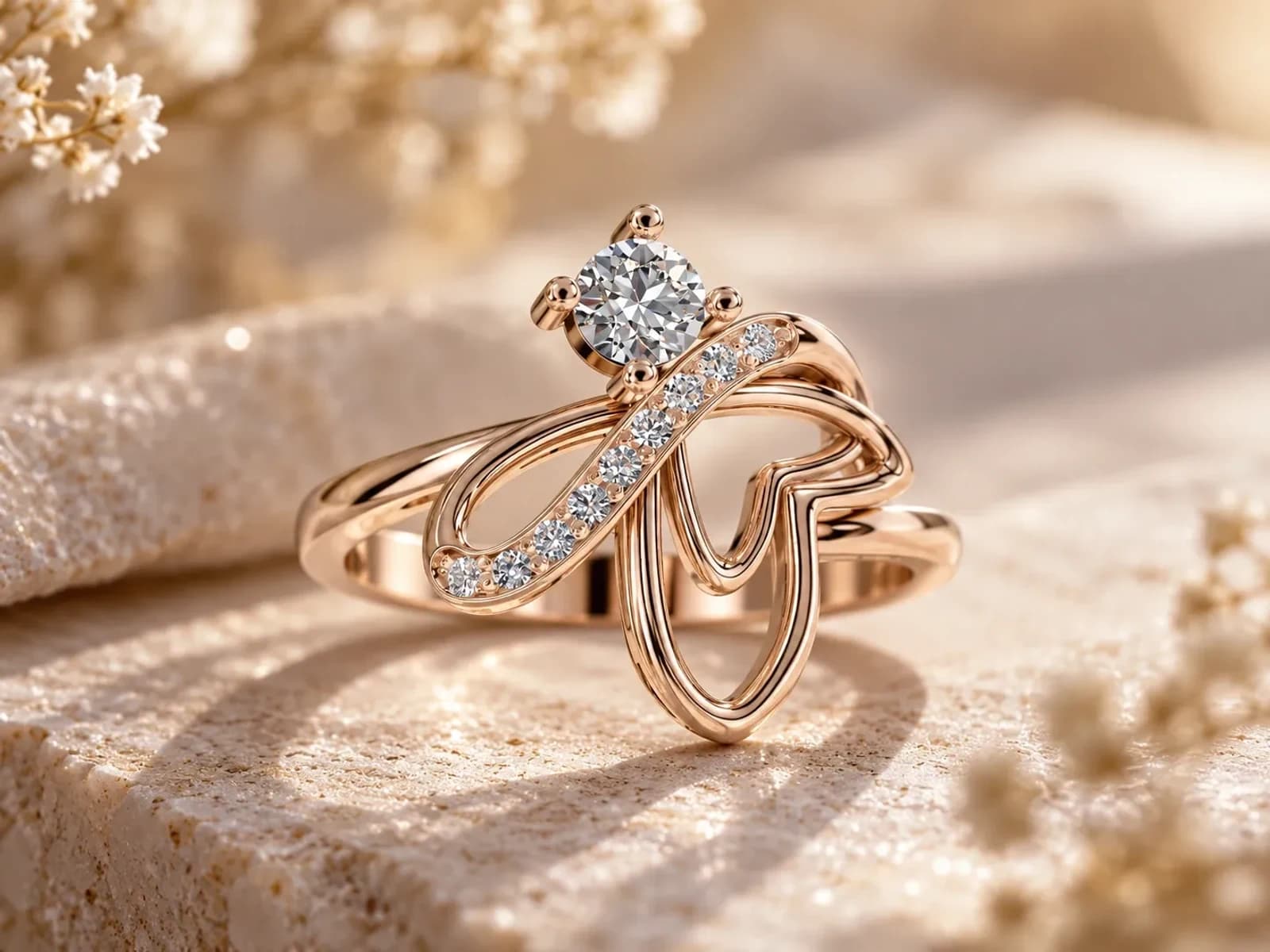 Double Hearts Engagement Ring