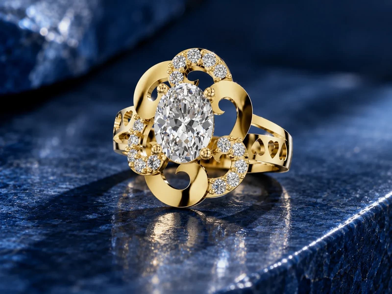 Oval Swirl Pavé Engagement Ring