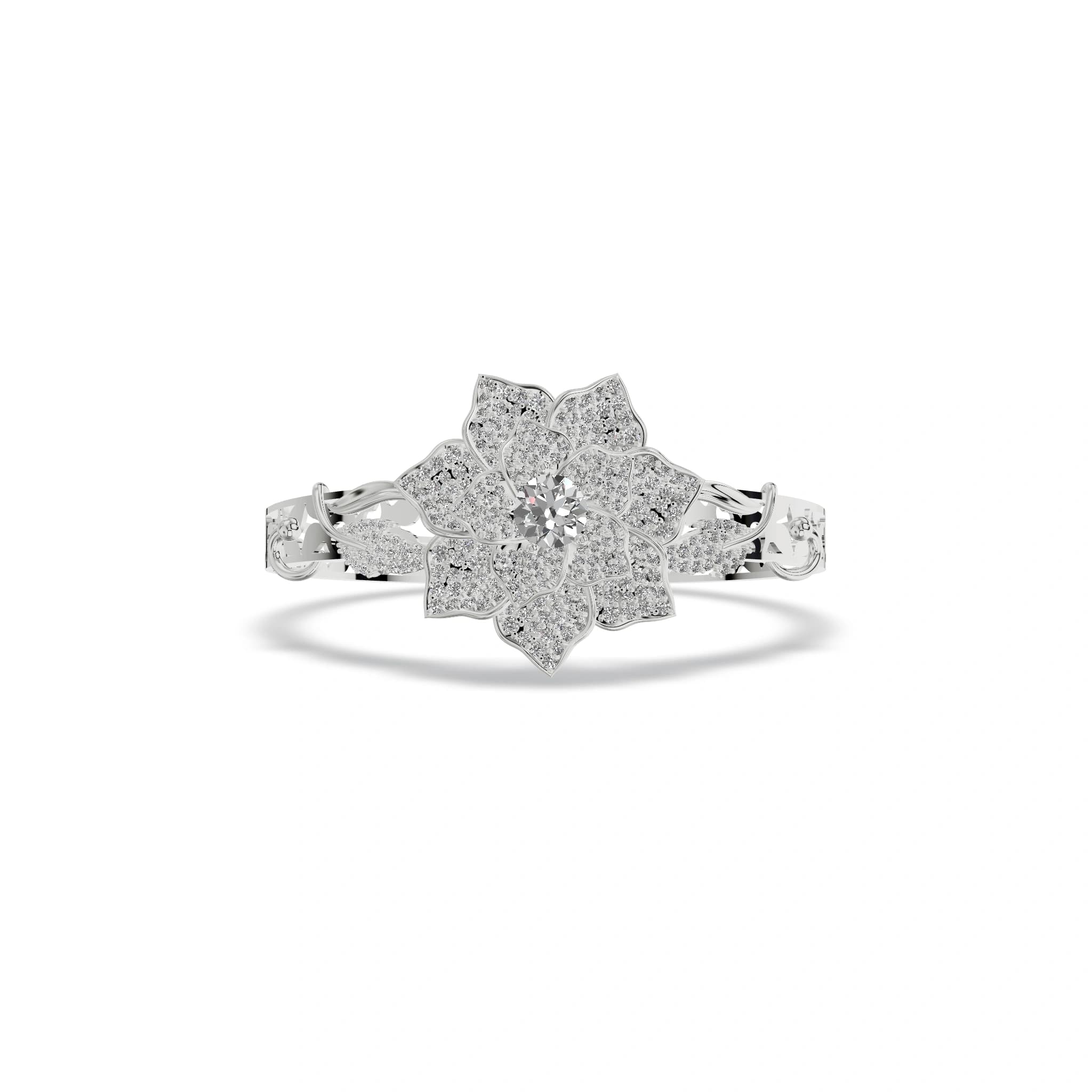 Round Floral Pavé Cluster Ring