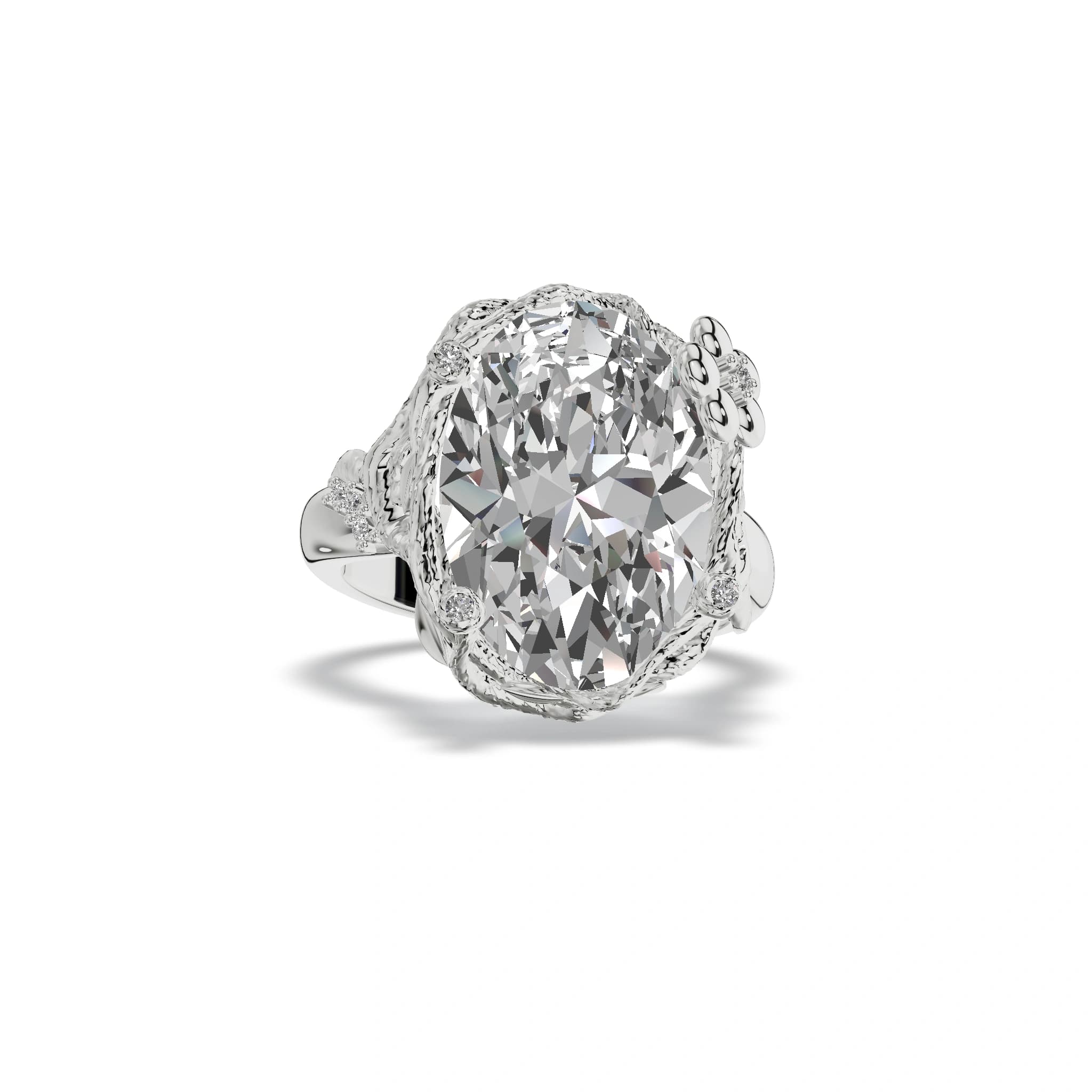 Oval Floral Vine Engagement Ring